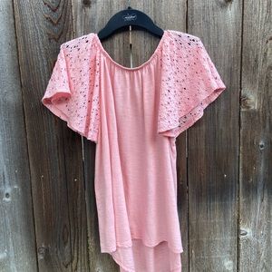 Light Pink Lace-sleeve Blouse